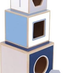 Jipy Houten Stapeltoren + 4 Blokken Blauw
