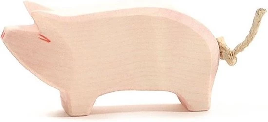 Ostheimer Houten Speelfiguur Varken Met Kop Omhoog - 10902. 1 Ostheimer Houten Speelfiguur Varken Met Kop Omhoog - 10902.