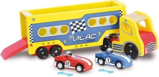 Grote Houten Vrachtwagen + 2 Sportwagens Van Vilac 1 Grote Houten Vrachtwagen + 2 Sportwagens Van Vilac