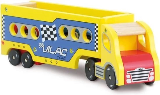 Grote Houten Vrachtwagen + 2 Sportwagens Van Vilac 2 Grote Houten Vrachtwagen + 2 Sportwagens Van Vilac - Afbeelding 2