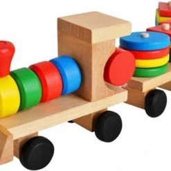 Iso Trade Sinterklaas Schoencadeau Educatief Houten Kleurrijke Speelgoed Trein Met Blokken Is Een Vrolijk Stapelspeelgoed Dat Elke Peuter Zal Aanspreken. -leerzame-spellen Winkel 550x335 1