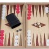 Manopoulos Backgammon Rood Accenten - Eik En Walnoot - Prachtig 38x23 - 38x46cm - Zijlade Top Kwaliteit Klasse En Geweldig