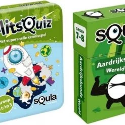 Spellenbundel - Squla - 2 Stuks - Flitsquiz Groep 1 2 3 - Aardrijkskunde Kaartspel (Groep 7&8)