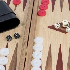 Manopoulos Backgammon Rood Accenten - Eik En Walnoot - Prachtig 38x23 - 38x46cm - Zijlade Top Kwaliteit Klasse En Geweldig -leerzame-spellen Winkel 550x366 65