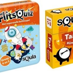 Educatieve Spellenbundel - Squla Kaartspel - 2 Stuks - Flitsquiz Groep 4 5 & Taal (Groep 1&2)