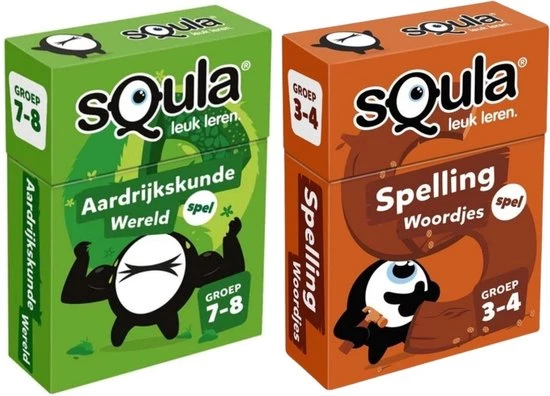 Educatieve Spellenbundel - Squla Kaartspel - 2 Stuks - Groep 3-4 & 7-8 - Aardrijkskunde & Spelling 1 Educatieve Spellenbundel - Squla Kaartspel - 2 Stuks - Groep 3-4 & 7-8 - Aardrijkskunde & Spelling