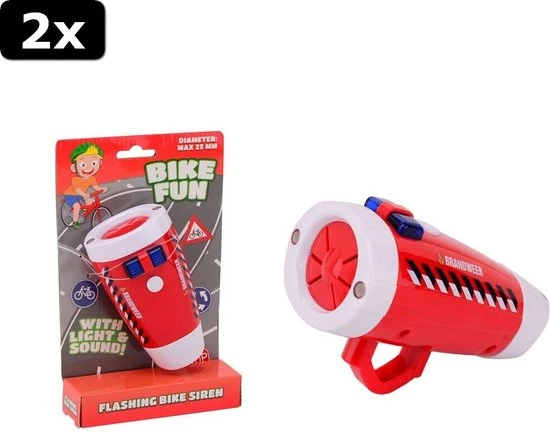 Basic 2x Bike Fun Brandweer Fietssirene Met Licht En Geluid 1 Basic 2x Bike Fun Brandweer Fietssirene Met Licht En Geluid