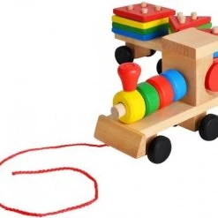Iso Trade Sinterklaas Schoencadeau Educatief Houten Kleurrijke Speelgoed Trein Met Blokken Is Een Vrolijk Stapelspeelgoed Dat Elke Peuter Zal Aanspreken.