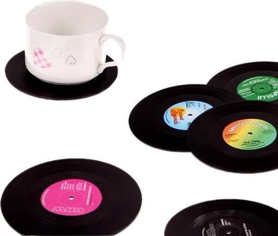 Wood, Tools & Deco Set Van 18 Retro Vinyl Elpee Onderzetters 1 Wood, Tools & Deco Set Van 18 Retro Vinyl Elpee Onderzetters