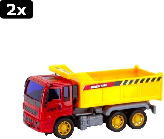 Basic 2x Kiepwagen Rood/Geel 1 Basic 2x Kiepwagen Rood/Geel