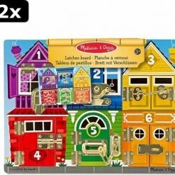 2x Melissa & Doug Houten Speelbord Deuren En Sloten