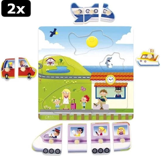 Goula 2x Noppenpuzzel Op Reis Voertuigen 2 Goula 2x Noppenpuzzel Op Reis Voertuigen - Afbeelding 2