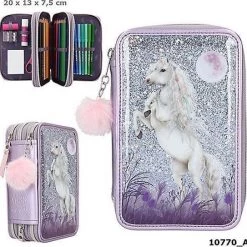 Miss Melody - Trippel Pencil Case W/Glitter - Purple (0410770) -leerzame-spellen Winkel 550x543