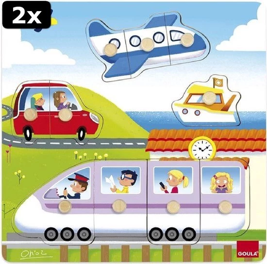 Goula 2x Noppenpuzzel Op Reis Voertuigen 6 Goula 2x Noppenpuzzel Op Reis Voertuigen - Afbeelding 6
