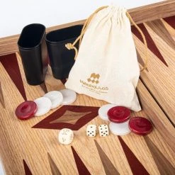 Manopoulos Backgammon Rood Accenten - Eik En Walnoot - Prachtig 38x23 - 38x46cm - Zijlade Top Kwaliteit Klasse En Geweldig -leerzame-spellen Winkel 550x550 229