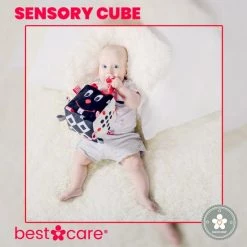 BabySenses For BestCare Contrasterende Sensorische Kubus "Sensu" | Rood-Zwart-Wit | 14x14x14cm | + 0m | Montessori Speelgoed Voor Kinderen | Stoffen Kubus Met Bel | 100% Katoen | Machinewasbaar | EU Product -leerzame-spellen Winkel 550x552 4