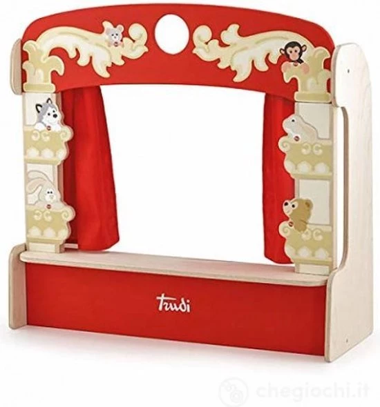 Sevi Houten Tafelpoppenkast Theater 58 Cm Rood 1 Sevi Houten Tafelpoppenkast Theater 58 Cm Rood