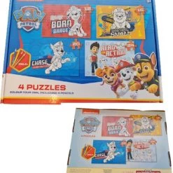 Nickelodeon Paw Patrol Legpuzzels Inkleuren - 4 Puzzels - Met Viltstiften - Chase - Rubble