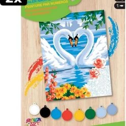 2x Sequin Art Schilderen Op Nummer Zwanen
