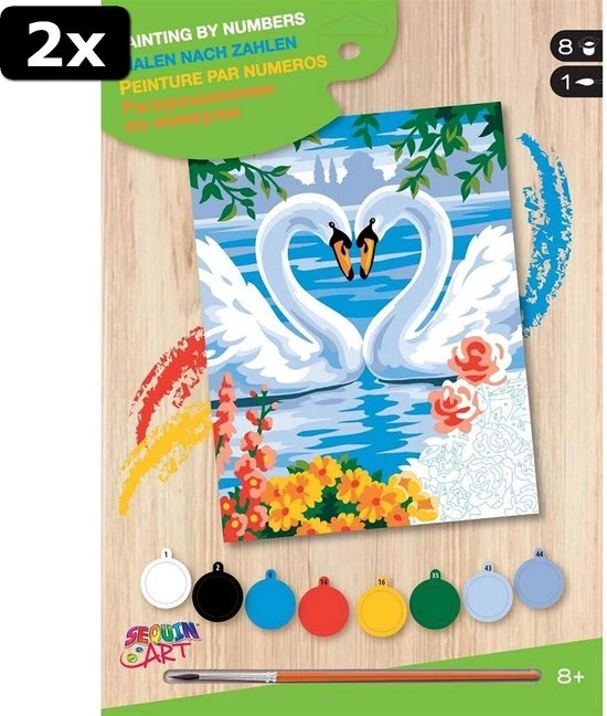 2x Sequin Art Schilderen Op Nummer Zwanen 1 2x Sequin Art Schilderen Op Nummer Zwanen