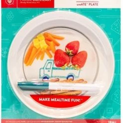 Prince Lionheart CreATE PLATE | Educatief Spel | Complete Set: 1 Bord, 1 Droog Uitwisbare Inzet, 1 Droog Uitwisbare Marker | Herbruikbaar - Wit