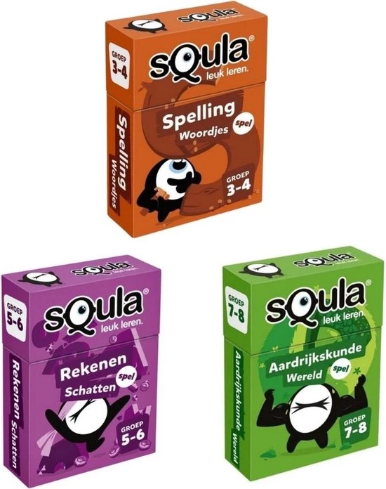 Spellenbundel - Squla - 3 Stuks - Groep 3 T/m 8 Spelling, Rekenen & Aardijkskunde 1 Spellenbundel - Squla - 3 Stuks - Groep 3 T/m 8 Spelling, Rekenen & Aardijkskunde