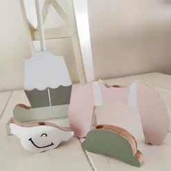 Toys Again.nl - Stapelfiguur - Houten Speelgoed - Kinderen - Educatief - Pastel - 7-delig - 19x27x3 Cm