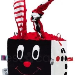 BabySenses For BestCare Contrasterende Sensorische Kubus "Sensu" | Rood-Zwart-Wit | 14x14x14cm | + 0m | Montessori Speelgoed Voor Kinderen | Stoffen Kubus Met Bel | 100% Katoen | Machinewasbaar | EU Product